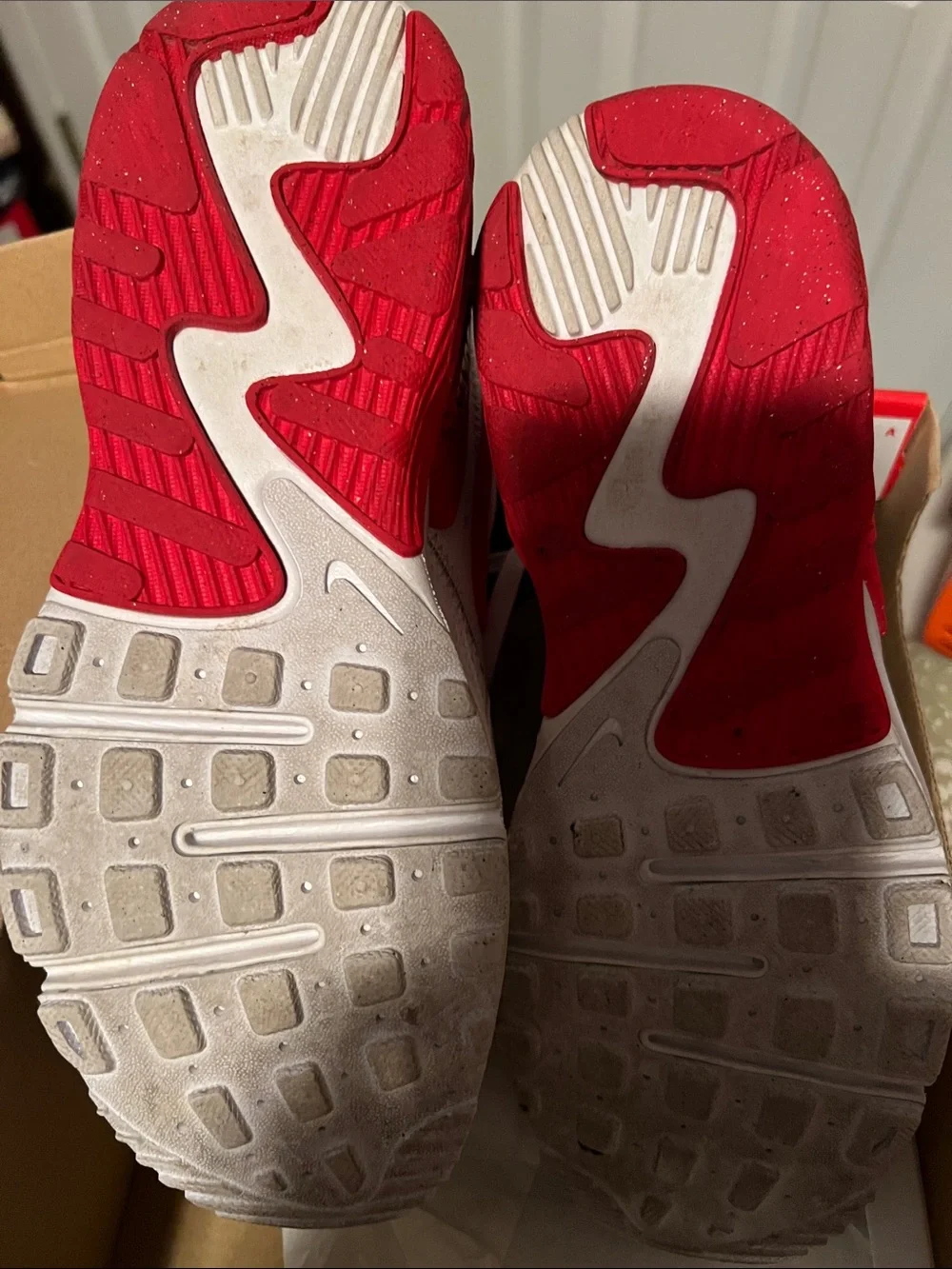 Nike White Sneakers with Red Inner Lining